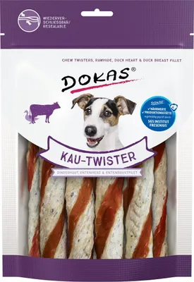 Produktbild von Dokas 200gx9 Kau-Twister Rinderhaut Ente