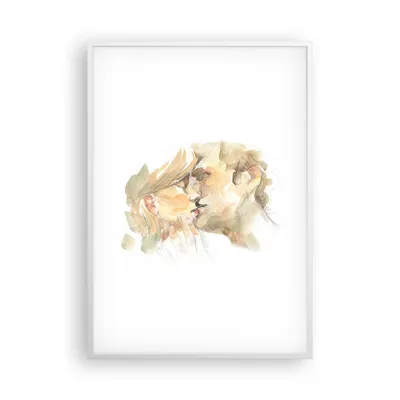 Produktbild von Gerahmtes Poster - Weißer Rahmen - Kuss Paar Liebe - 70x100 cm - Wand Bild - Wanddeko - Wandbilder - Kunstposter - Wandposter - Bilderrahmen - Bilder - Kunstdruck - Wanddekoration - P2WPA70x100-5005