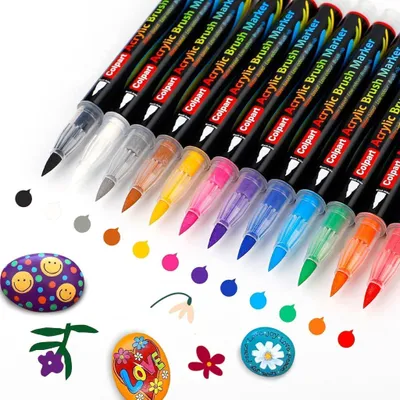Produktbild von 12er Acrylstifte Set für Kunst & Handwerk, Pinselspitze, 12 Farben