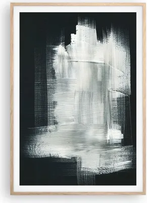 Produktbild von Gerahmtes Poster - Rahmen in heller Eiche - Abstraktion Schwarz Weiß - 70x100 cm - Wand Bild - Wanddeko - Wandbilder - Wandposter - Bilderrahmen - Bilder - Kunstdruck - Wandbild - P2NPA70x100-4173