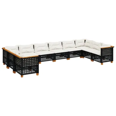 Produktbild von vidaXL 10-tlg. Garten-Sofagarnitur mit Kissen Schwarz Poly Rattan