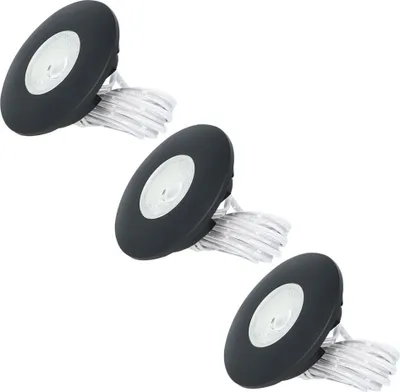 Image de HOFTRONIC - Lot de 3 spots LED encastrables plats 3W 2700K Noir IP44