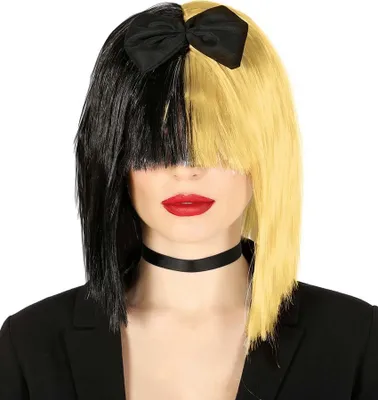 Produktbild von schwarz blonde Popstar Perücke für Damen