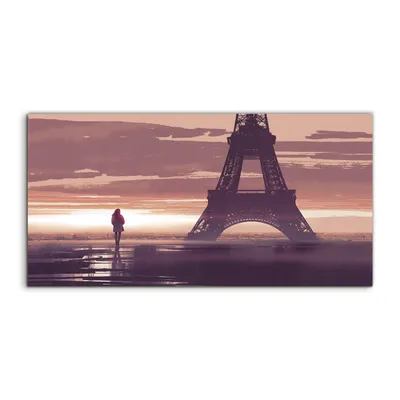 Produktbild von Coloray Canvas 120x60  Wandbild Leinwand Bilder Paris Frau mit Blick auf Eiffelturm