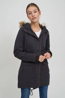 Produktbild von OXMO OXAnna Damen Winterparka Parka Mantel mit Fellkapuze und Teddy-Futter