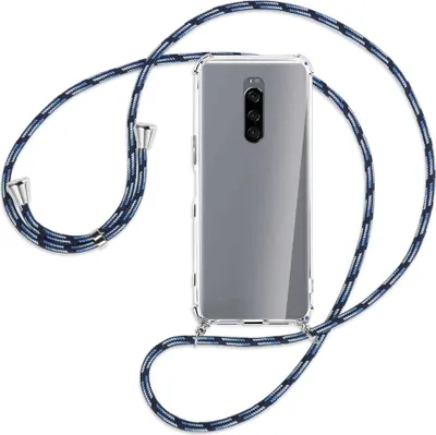Produktbild von Handykette Backcover-Schutzhülle mit Band (Metall silberfarben) für Sony Xperia 1 - Blautöne