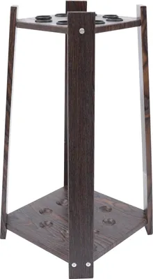 Obrázek produktu pro Stojan na kulečníková a snookerová tága – stojící na podlaze – 8 otvorů – MDF dřevěná struktura 15 mm – 30×30×60 cm – retro – čokoládově hnědý