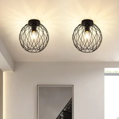 Image de ZMH Plafonnier Rétro Lampe de cuisine Noir Plafonnier Salon Métal Industriel avec douille E27 Max.40W Lampe Petit Aesthetic pour Cuisine Couloir Balcon Chambre à coucher Salle à manger Ø 20cm