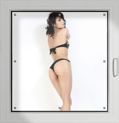 Produktbild von Wallario Lichtschutzbild, Dekorativer Sichtschutz Sonnenschutz 96 x 93 cm mit Motiv: Bikinifigur - Verdunklung ohne Bohren