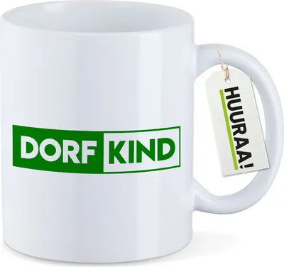 Produktbild von Huuraa Kaffeetasse Dorfkind Modern 330ml Weiß Keramik Kaffeebecher Geschenkidee