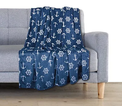Produktbild von Omgoods – Maritime Fleece-Decke aus Mikrofaser für Erwachsene und Kinder, 150x200 cm