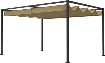 Produktbild von Pergola, Robuster Sonnenschutz für Garten, Balkon, Terrasse, aus Metall und Kunststoff, UV- und wasserabweisend, Khaki
