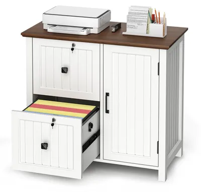 Rollcontainer mit 2 Schubladen, Büroregal, Weiß, 80x40x75 cm