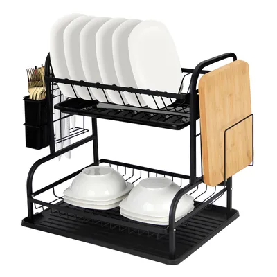 Produktbild von HOMELUX Abtropfgestell Geschirr 2 Ebenen Geschirrabtropfgestell Geschirrabtropfer Abtropfständer Geschirrstaender mit Besteckkorb Abtropfschale