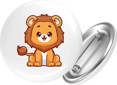 Produktbild von Huuraa Button Löwe Comic 25mm rund mit Sicherheitsnadel Ansteckbutton Geschenkidee
