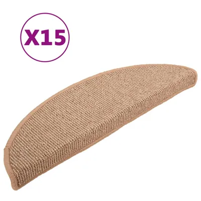 Obrázok produktu pre Schodové rohože 15 ks 56x17x3 cm svetlohnedé polkruhové