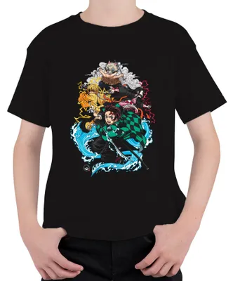 Obrázok produktu pre Kimetsu no Yaiba Tanjiro Nezuko Zenitsu Inosuke Anime Darček Uni detské tričko, čierna, 104