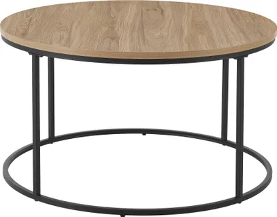 Produktbild von Couchtisch Kuhmoinen 45 x 80 cm Beistelltisch Wohnzimmertisch Sofatisch rund Schwarz/Holzoptik