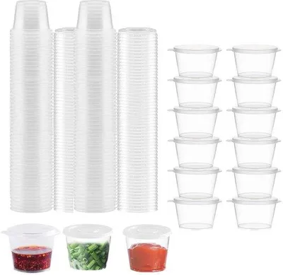 Productafbeelding van Kunststof containers, 25 ml, wit, transparant, ronde sauzenbekers