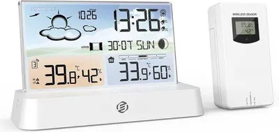 Immagine prodotto di Stazione meteorologica digitale per interni ed esterni - Igrometro - Termometro - Misuratore di umidità - Display per interni ed esterni - Versione avanzata