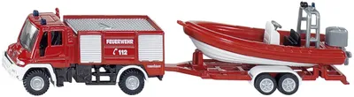 Image de SIKU 1636 Unimog pompier avec bateau, No. 1636