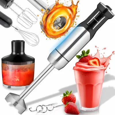 Zdjęcie produktu dla Blender ręczny 6w1 Zestaw 1200W blender ze stali nierdzewnej blender ręczny trzepaczka trzepaczka hak blender, trzepaczka, tłuczek, rozdrabniacz Retoo