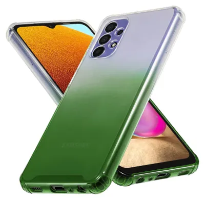 A clear product shot of a phone case with a gradient color.