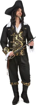 A man in a pirate costume holding a sword.