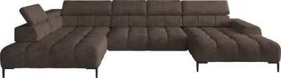 Produktbild von Plaza Ecksofa in U-Form, Linke Seite, Funktional Komfortable Schlaffunktion Verstellbare Kopfstützen Verstellbarer Sitz Wellenfedersystem Hochelastischer Schaum 385x216 cm, Braun