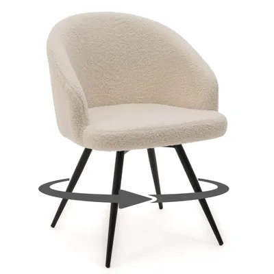 Obrázok produktu pre NEW HOME MODENA otočná stolička čalúnená stolička do jedálne stolička do obývačky - svetlo béžová ecru - moderný boucle teddy