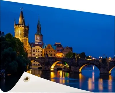 Produktbild von Gartenposter - 120x80 cm - Karlsbrücke in der Nacht  - Modernes Wandbilder - Europäische Städte