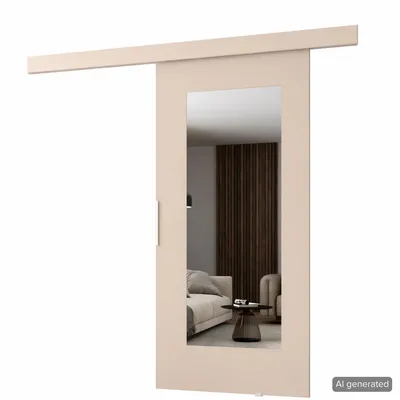 Productafbeelding van MINIO – Schuifdeur "CLEAN I", 96 cm breed, met spiegel, in de kleur kasjmierbeige