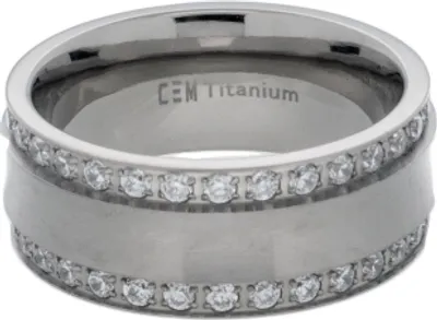Produktbild von CEM Titanring, silber-farbig, mit Zirkonia, Größe 56 (ca. 17,8mm Innendurchmesser)