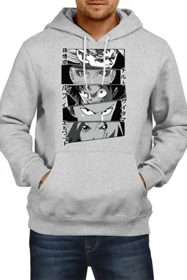 Produktbild von Herren Kapuzenpullover Japan Animation Manga Anime Comics Anime Heroes Naruto Goku Luffy Sakura Anime Heroes, Man 2XL / Grau