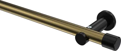 Produktbild von Interdeco Gardinenstange / Vorhangstange Messing Antik / Schwarz, Typ Platon Santo (Kappe) ohne Ringe, 20 mm Ø 1-läufig, 360 cm