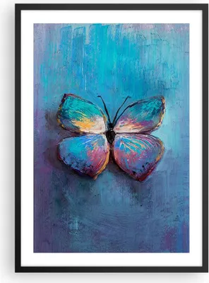 Produktbild von Gerahmtes Poster - Schwarzer Rahmen - Handschriftlich Schmetterling Blau - 50x70 cm - Wand Bild - Wanddeko - Wandbilder - Kunstposter - Wandposter - Bilderrahmen - Bilder - P2BPA50x70-4470
