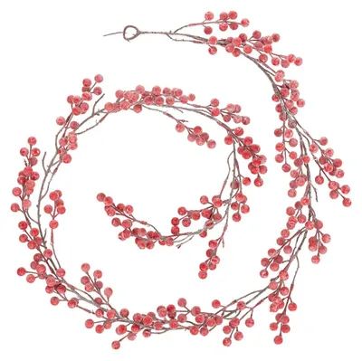 Imagen del producto de Guirnalda con forma de ramita y frutos rojos, de 190 cm de largo