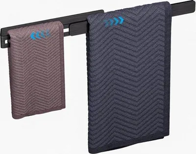 Image de Porte-serviettes télescopique, 43-78 cm, sans perçage, en acier, porte-serviettes de salle de bain, sans perçage, porte-serviettes noir