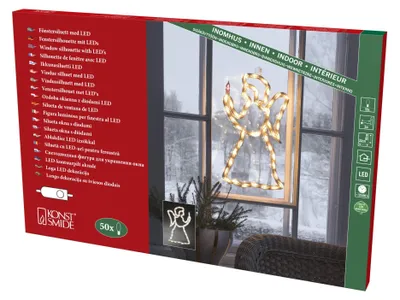 LED-Fenstersilhouette Engel, 50 warmweiße LEDs, 230 V, Innen