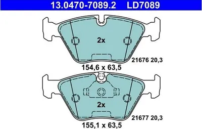 Image de Plaquettes de frein ATE 13.0470-7089.2 pour BMW 5 Limousine (E39) 5 Touring (E39) 20 3mm