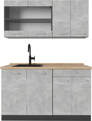 Produktbild von Küchenzeile Vicco R-Line Beton 140 cm , AP Eiche, Model 53297