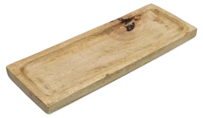 Image de Plateau décoratif en bois de manguier - env. 35 x 12,5 cm - plateau naturel pour bougies ou autres (petit)