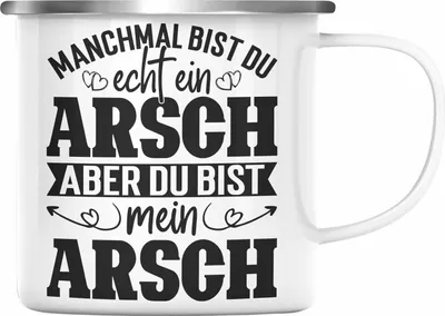 Produktbild von Trendation - Valentinstag Geschenk Emaille Tasse für Ihn Geschenkidee von Freundin Spruch Süß Liebe Jahrestag Geschenke (Silber)