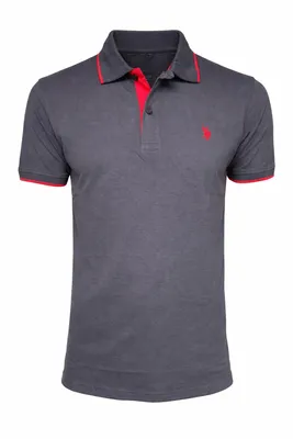 Produktbild von Polo U.S. Polo Assn. Herren Poloshirt M Grau Rot Logo Streifen NeuT-shirt