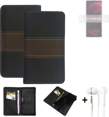 Produktbild von K-S-Trade Handyhülle + Kopfhörer kompatibel mit Sony Xperia 5 III Schutzhülle Walletcase Bookstyle Tasche Schutz Case Hülle Wallet Cover
