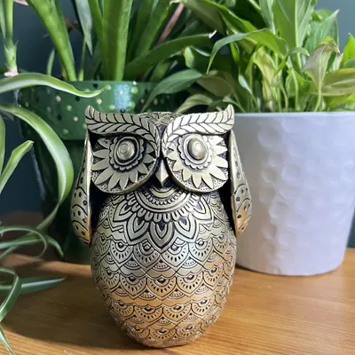 Produktbild von Eulenfigur goldfarben, 13 cm, Dekoration für das Zuhause