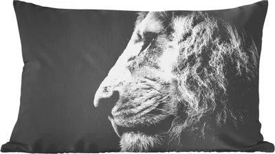 Produktbild von MuchoWow® Zierkissen Sofakissen Wohnzimmer Dekokissen 50x30 cm Profil - Löwe - Porträt - Wohnzimmerdekoration - Polster mit Photo