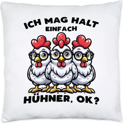 Produktbild von Ich mag halt einfach Hühner, ok? Witzige Hühner Kissen Inkl. Füllung - Kinder Mädchen Lieblingstier