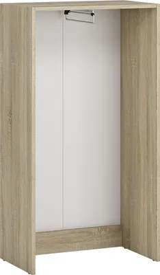 A freestanding wardrobe frame with a hanging rail.