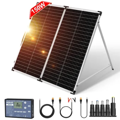 Imagen del producto de Panel solar plegable y resistente de 18V y 160W, con regulador de 12V y cargador de sistema